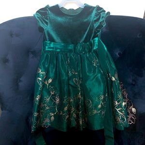 Green and gold kid dress